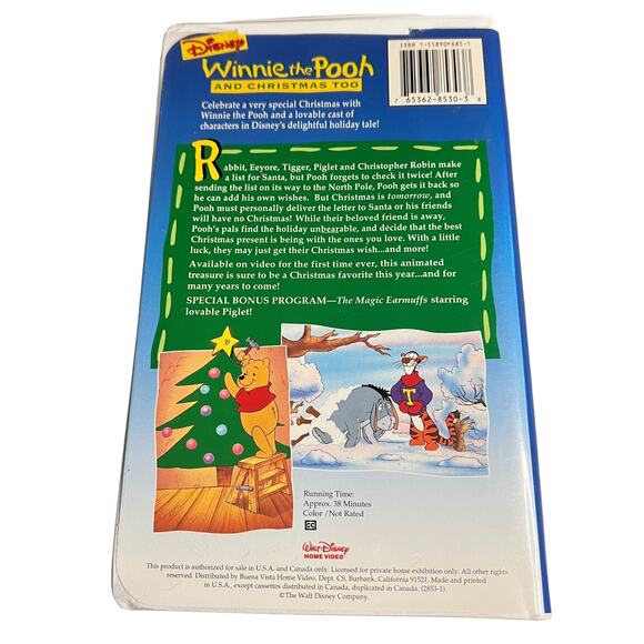 Winnie the Pooh and‎ Christmas Too Vintage VHS Walt Disney Video 1997 - Picture 3 of 7